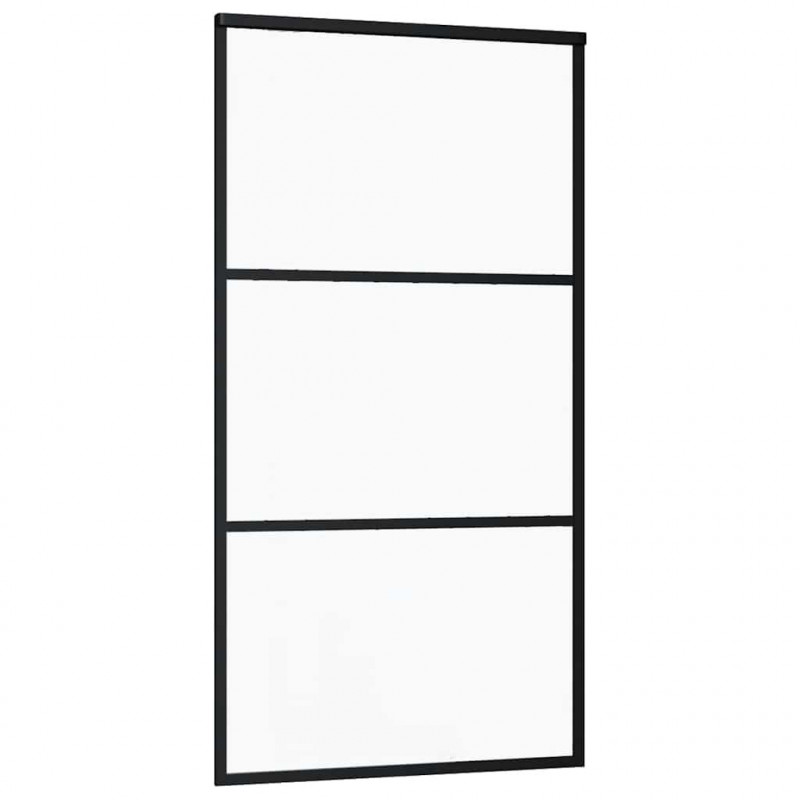 Drzwi przesuwne, szkło ESG i aluminium, 102x205 cm, czarne