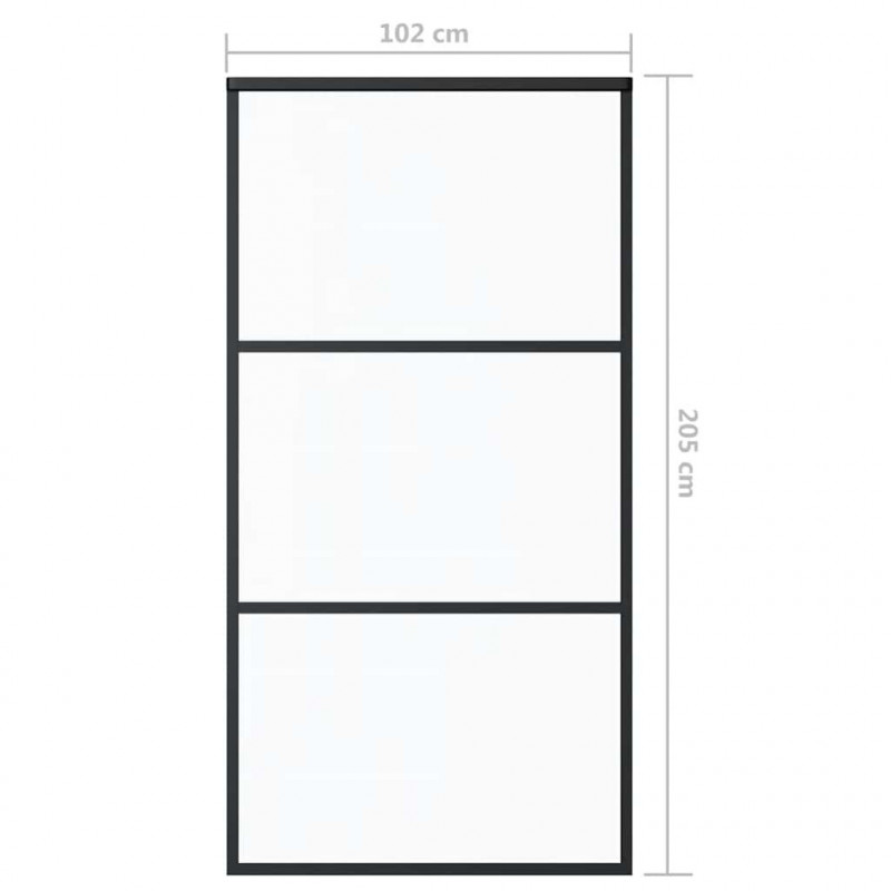 Drzwi przesuwne, szkło ESG i aluminium, 102x205 cm, czarne