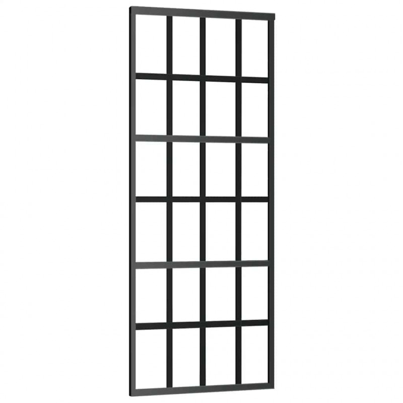 Drzwi przesuwne, szkło ESG i aluminium, 76x205 cm, czarne