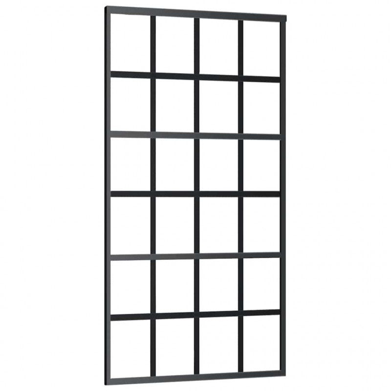 Drzwi przesuwne, szkło ESG i aluminium, 102x205 cm, czarne
