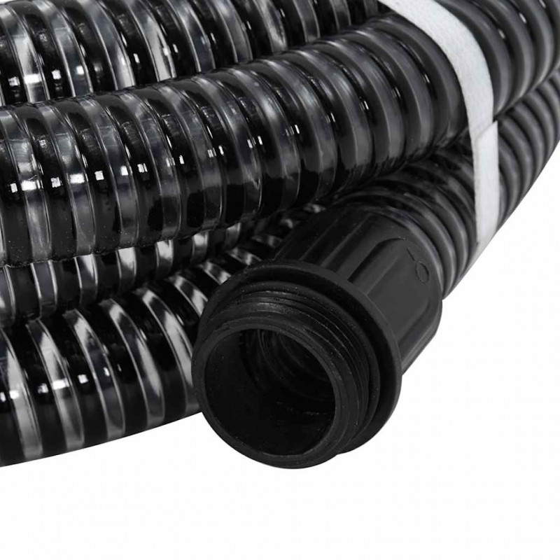 Wąż ssący z mosiężnymi złączami, czarny, 1,1" 7 m, PVC