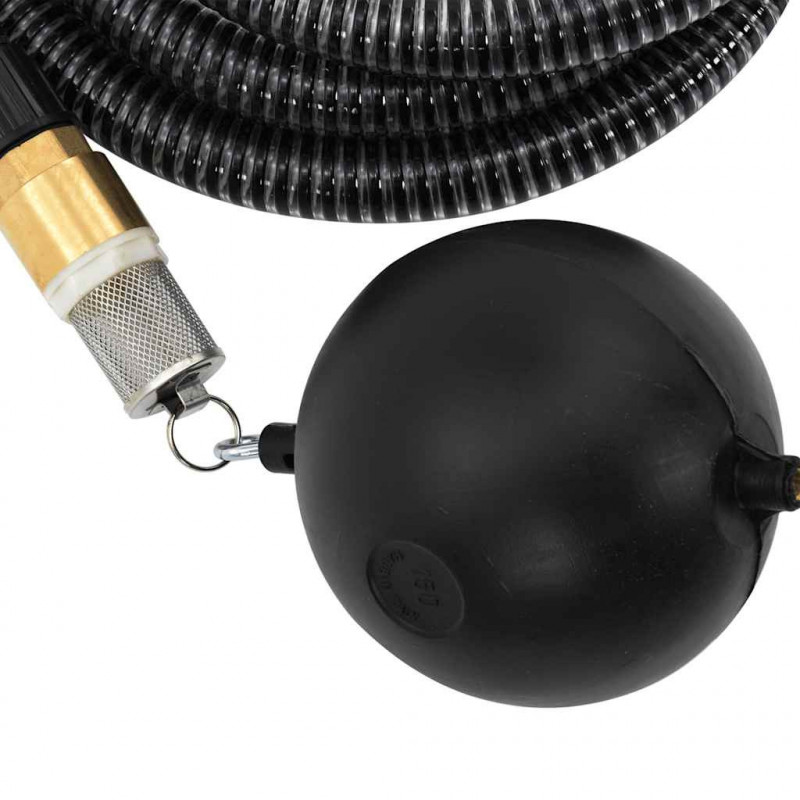 Wąż ssący z mosiężnymi złączami, czarny, 1,1" 7 m, PVC