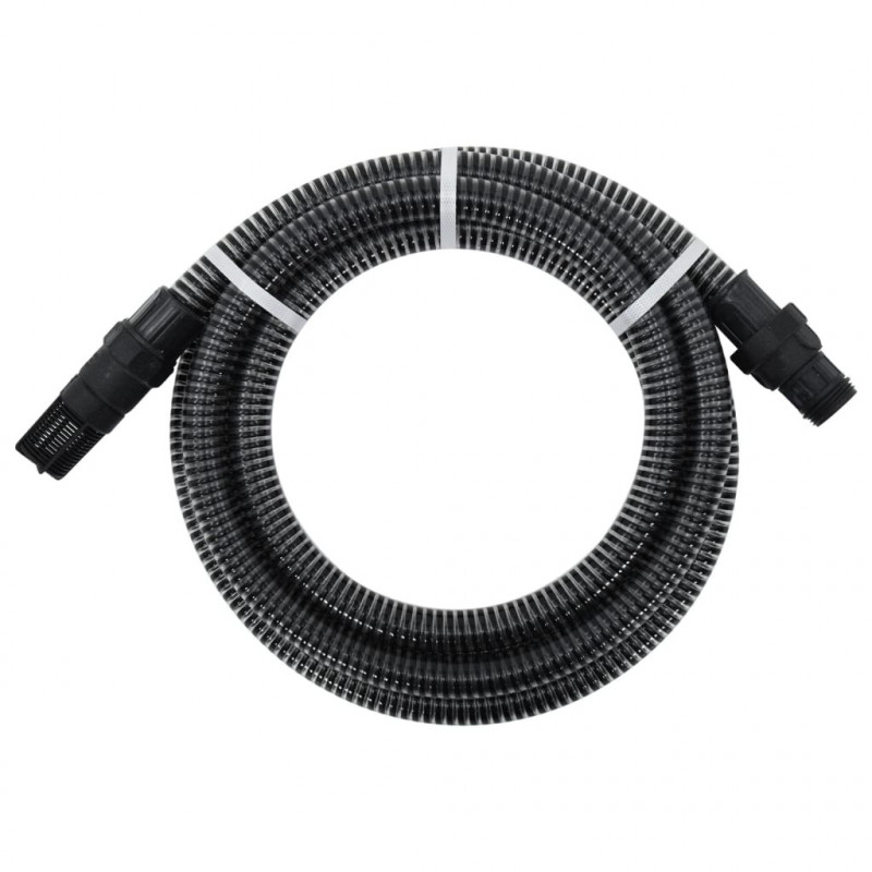 Wąż ssący z mosiężnymi złączami, czarny, 1" 7 m, PVC