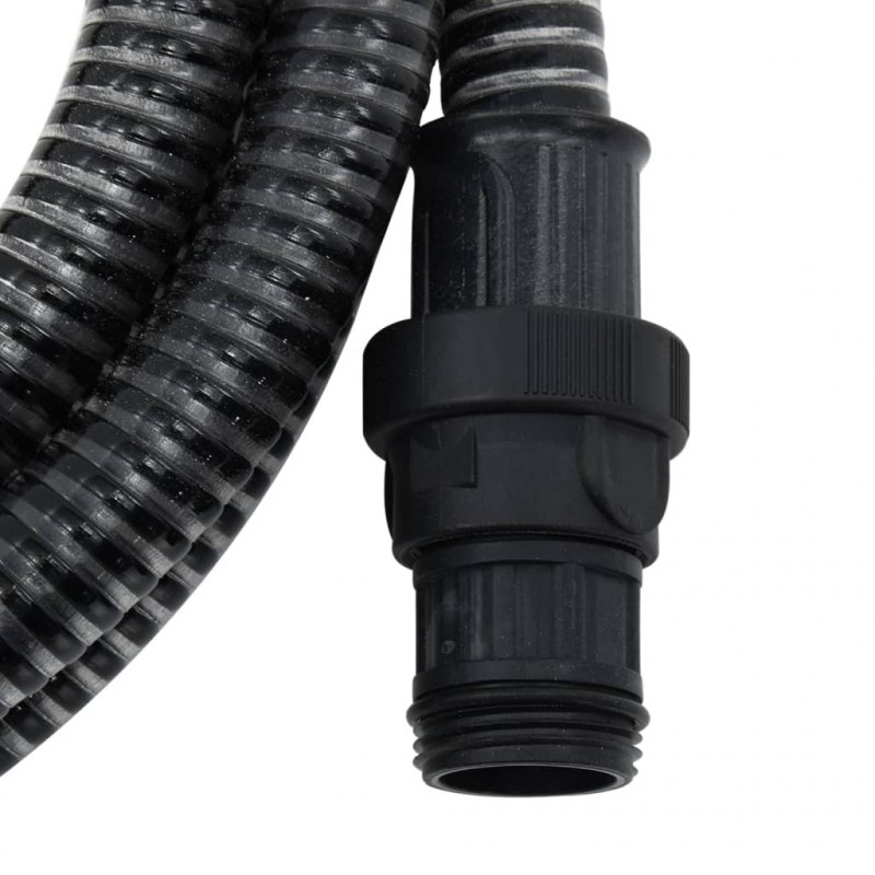 Wąż ssący z mosiężnymi złączami, czarny, 1" 7 m, PVC