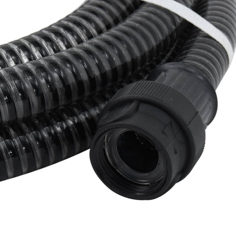 Wąż ssący z mosiężnymi złączami, czarny, 1" 7 m, PVC
