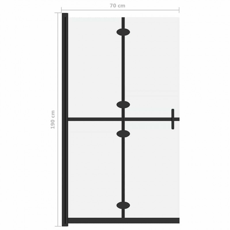 Składana ścianka prysznicowa, mrożone szkło ESG, 70x190 cm