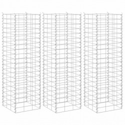Wysokie donice gabionowe, 3 szt., 30x30x100 cm, żelazo