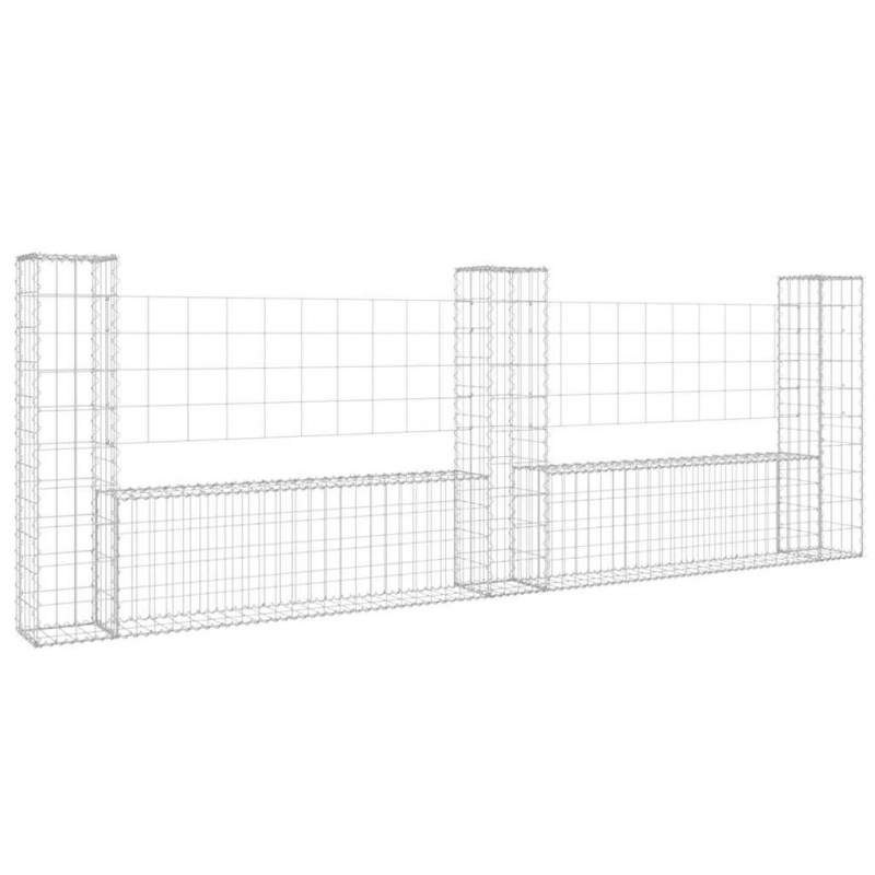 Ogrodzenie gabionowe z 3 słupkami, żelazo, 260x20x100 cm