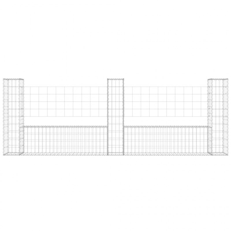 Ogrodzenie gabionowe z 3 słupkami, żelazo, 260x20x100 cm