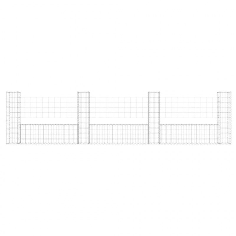 Ogrodzenie gabionowe z 4 słupkami, żelazo, 380x20x100 cm
