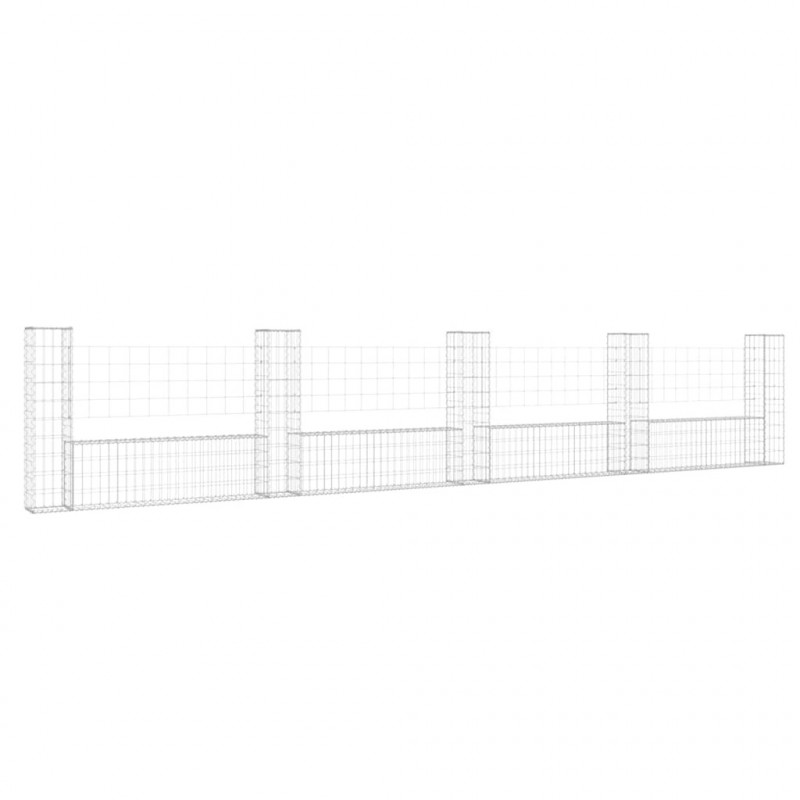 Ogrodzenie gabionowe z 5 słupkami, żelazo, 500x20x100 cm
