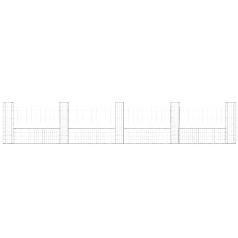 Ogrodzenie gabionowe z 5 słupkami, żelazo, 500x20x100 cm