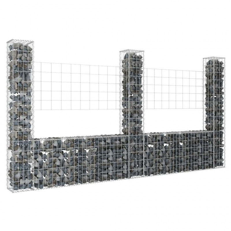 3 słupki gabionowe U-kształtne, 260x20x150 cm, żelazne