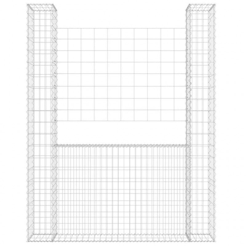Ogrodzenie gabionowe z 2 słupkami, żelazo, 140x20x200 cm