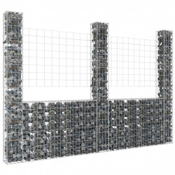 Ogrodzenie gabionowe z 3 słupkami, żelazo, 260x20x200 cm