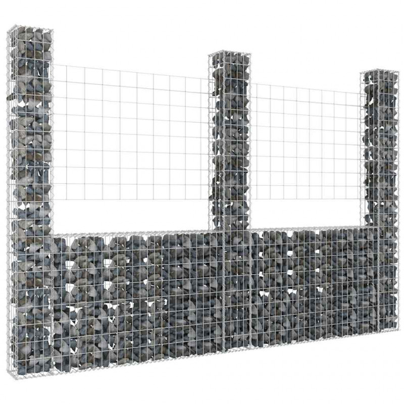 Ogrodzenie gabionowe z 3 słupkami, żelazo, 260x20x200 cm