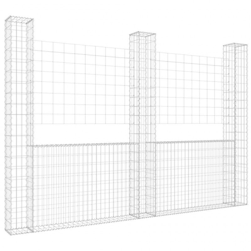 Ogrodzenie gabionowe z 3 słupkami, żelazo, 260x20x200 cm