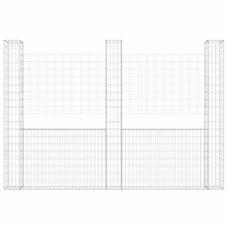 Ogrodzenie gabionowe z 3 słupkami, żelazo, 260x20x200 cm