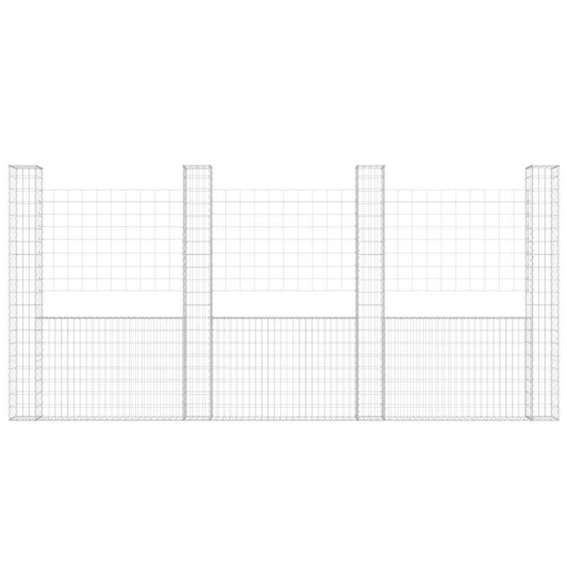 Ogrodzenie gabionowe z 4 słupkami, żelazo, 380x20x200 cm