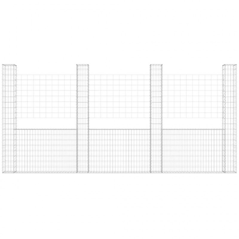 Ogrodzenie gabionowe z 5 słupkami, żelazo, 500x20x200 cm