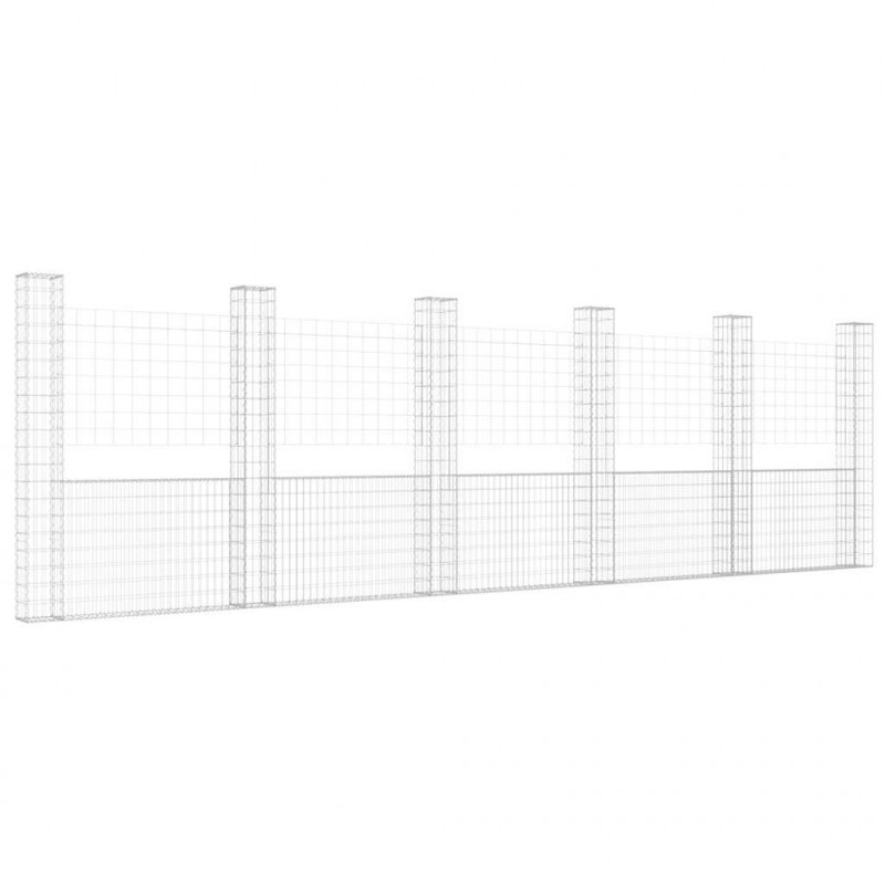 Ogrodzenie gabionowe z 6 słupkami, żelazo, 620x20x200 cm
