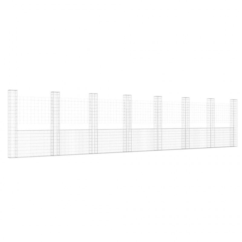 Ogrodzenie gabionowe z 8 słupkami, żelazo, 860x20x200 cm