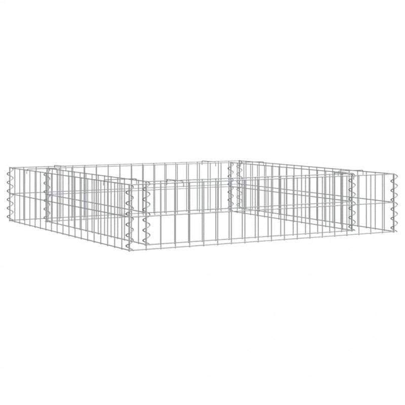 Podwyższona donica gabionowa, galwanizowana stal, 100x100x20 cm