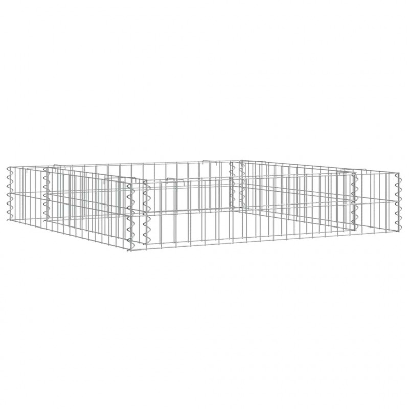 Podwyższona donica gabionowa, galwanizowana stal, 100x100x20 cm