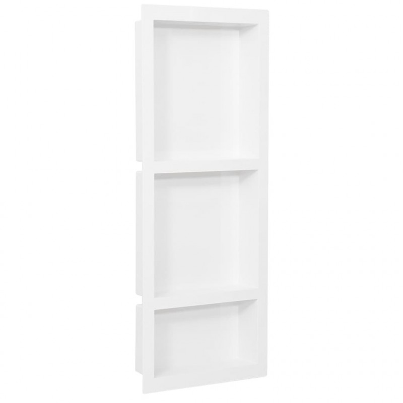 Wnęka prysznicowa z 3 półkami, biała, połysk, 41x99x9 cm
