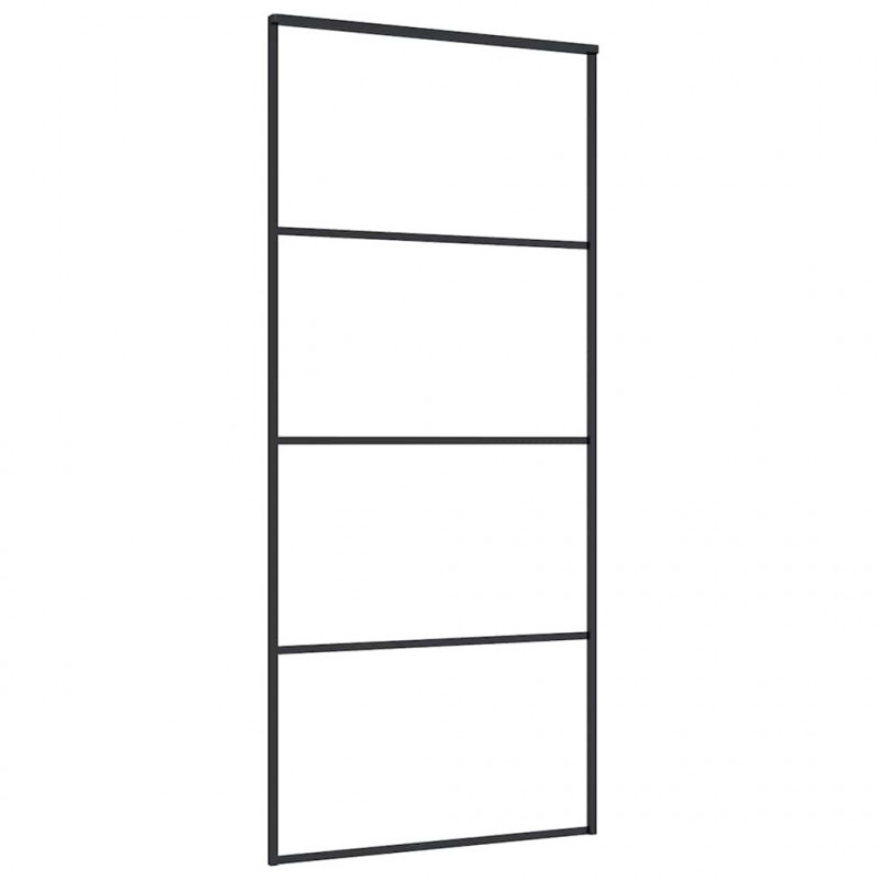Drzwi przesuwne, szkło ESG i aluminium, 90x205 cm, czarne