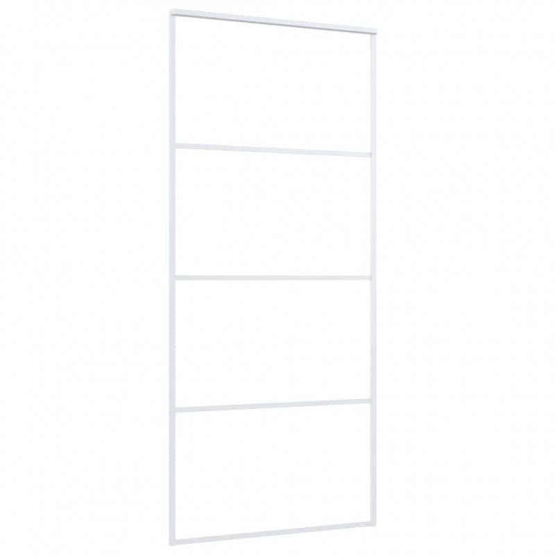 Drzwi przesuwne, szkło ESG i aluminium, 90x205 cm, białe