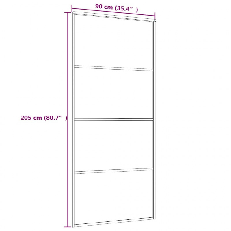 Drzwi przesuwne, szkło ESG i aluminium, 90x205 cm, białe