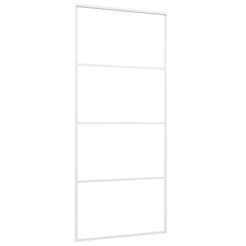 Drzwi przesuwne, szkło ESG i aluminium, 90x205 cm, białe