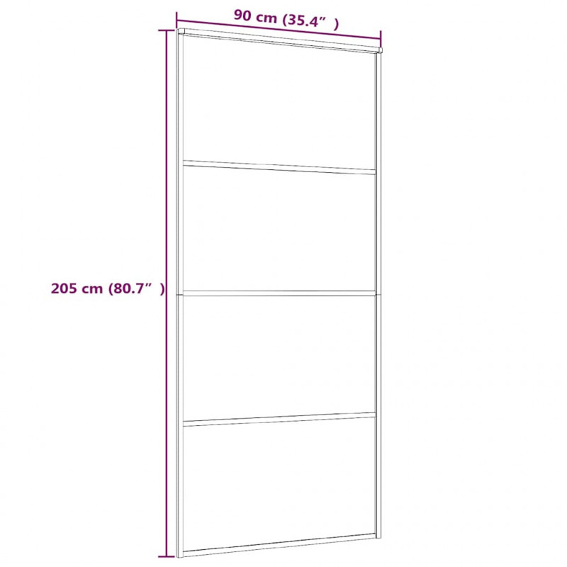 Drzwi przesuwne, szkło ESG i aluminium, 90x205 cm, białe