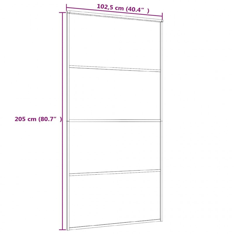 Drzwi przesuwne, szkło ESG i aluminium, 102,5x205 cm, białe