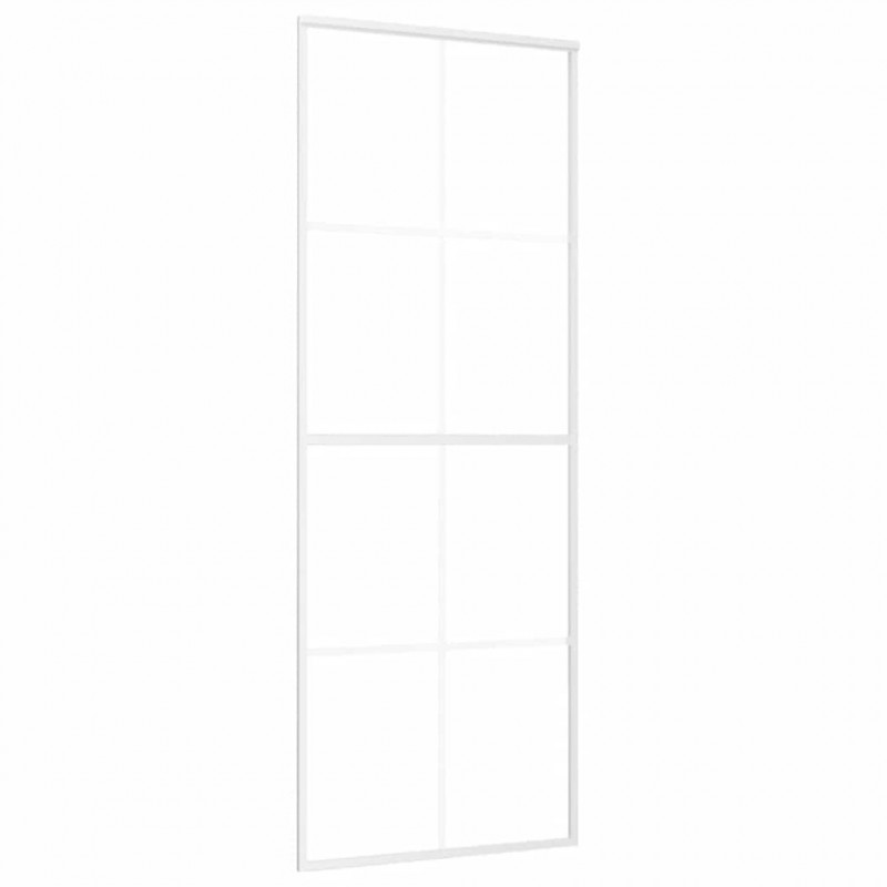 Drzwi przesuwne, szkło ESG i aluminium, 76x205 cm, białe