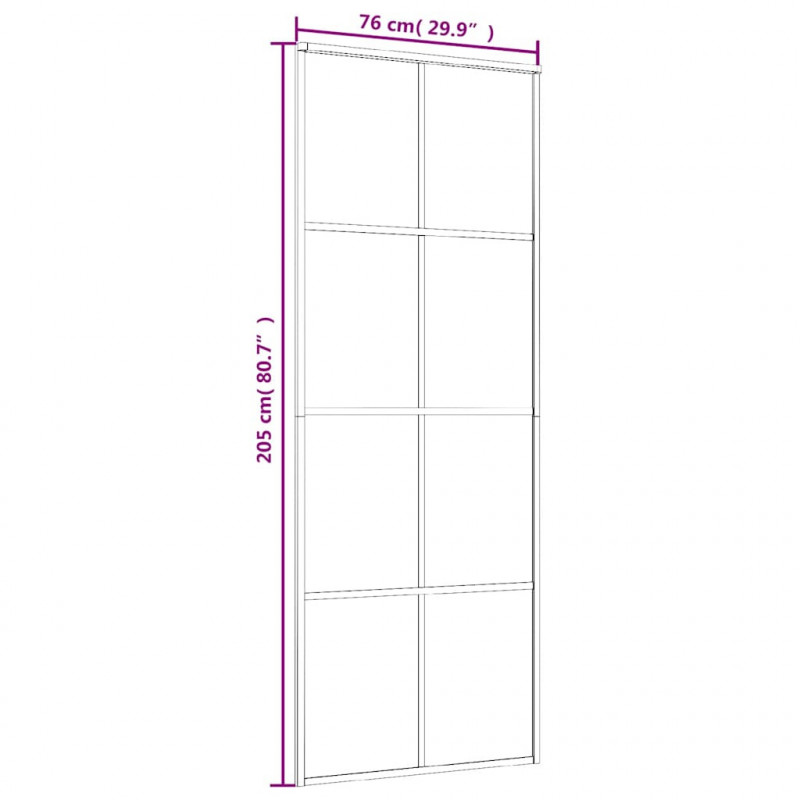 Drzwi przesuwne, szkło ESG i aluminium, 76x205 cm, białe