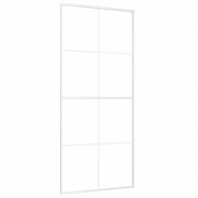 Drzwi przesuwne, szkło ESG i aluminium, 90x205 cm, białe