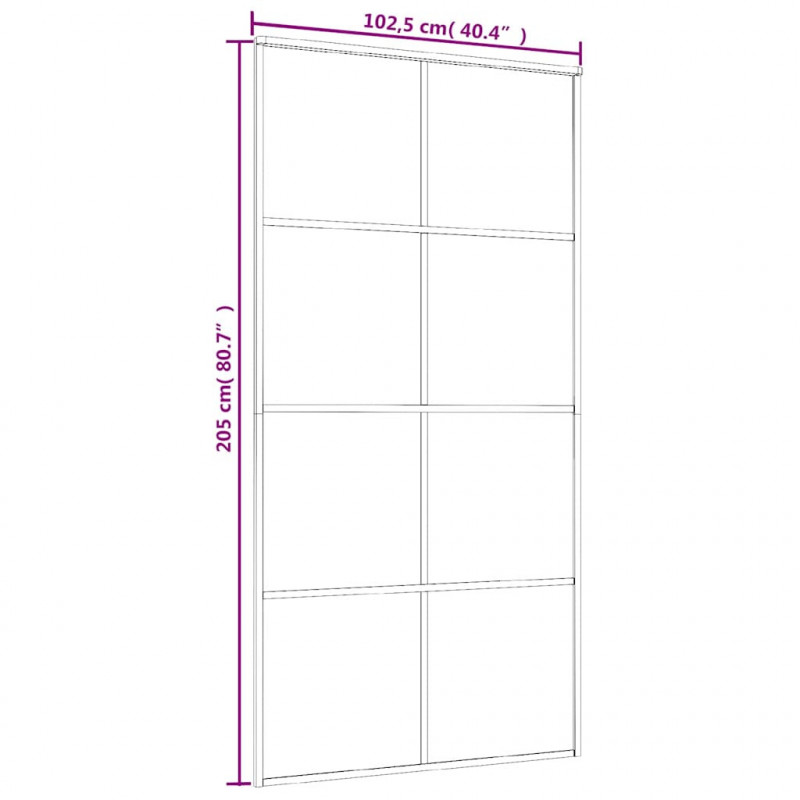 Drzwi przesuwne, szkło ESG i aluminium, 102,5x205 cm, biały