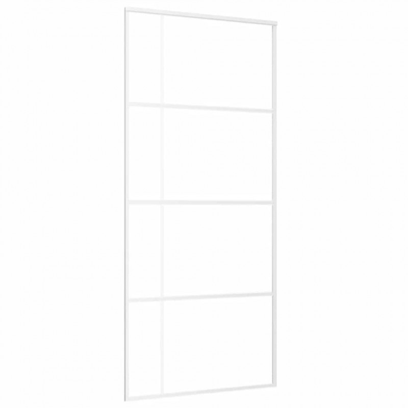Drzwi przesuwne, szkło ESG i aluminium, 90x205 cm, białe