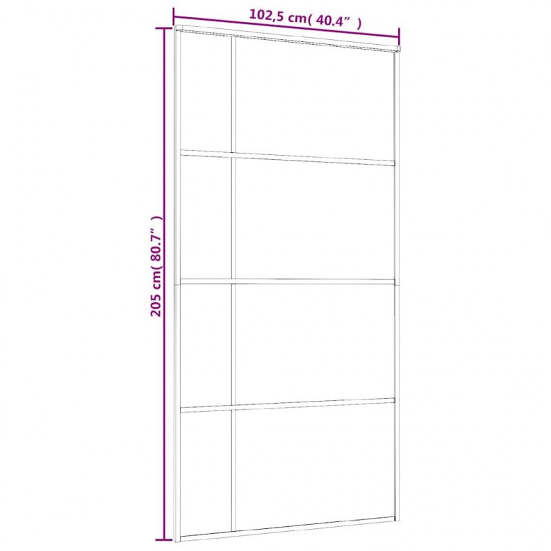 Drzwi przesuwne, szkło ESG i aluminium, 102,5x205 cm, czarne