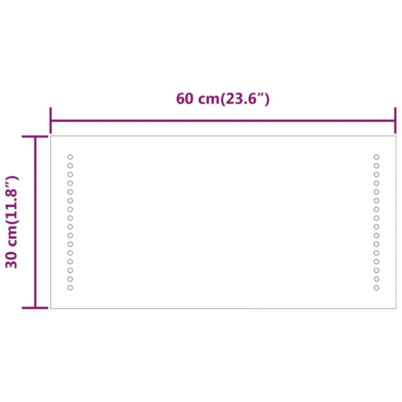 Lustro łazienkowe z LED, 60x30 cm