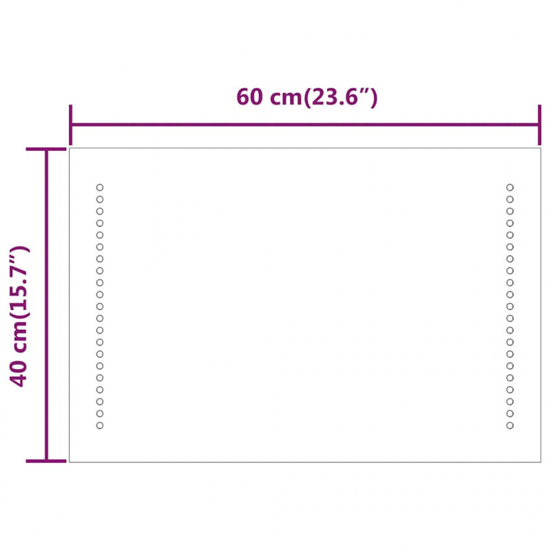 Lustro łazienkowe z LED, 60x40 cm