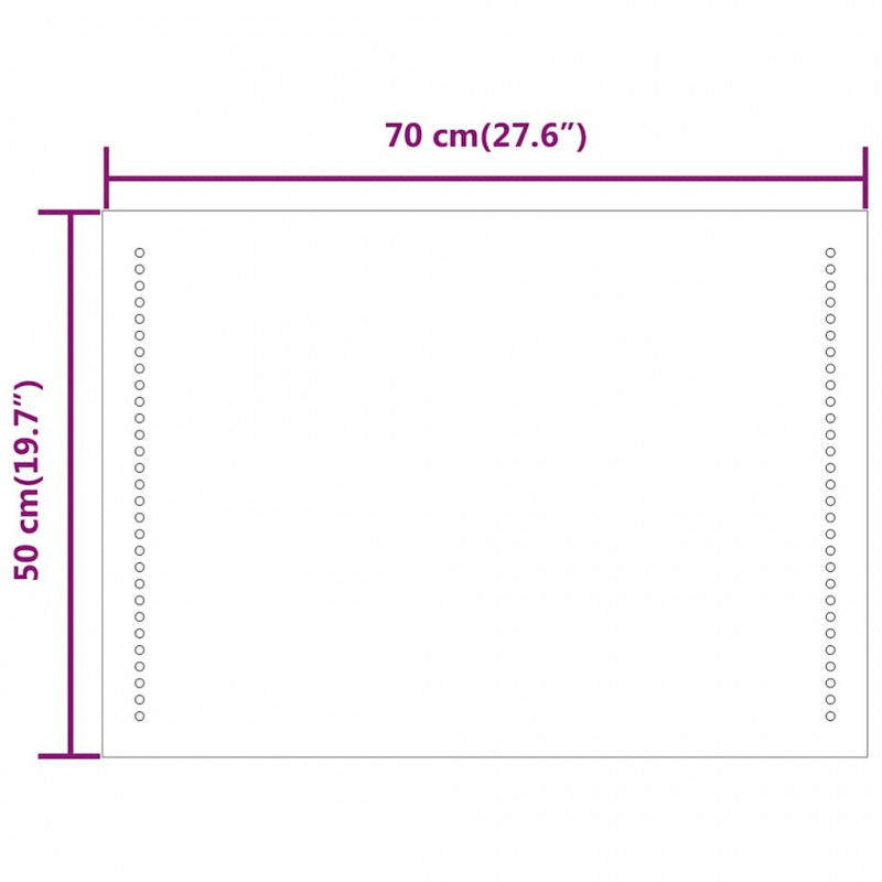 Lustro łazienkowe z LED, 70x50 cm
