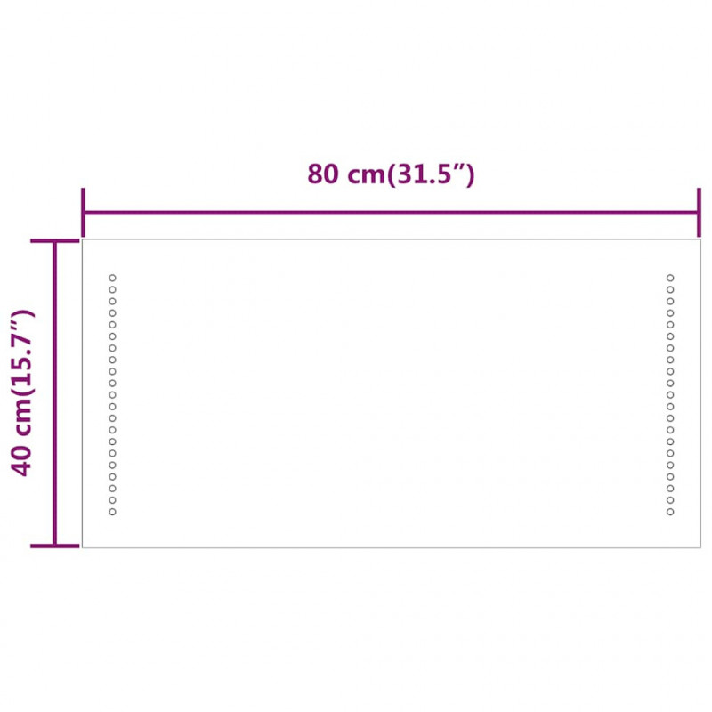 Lustro łazienkowe z LED, 80x40 cm
