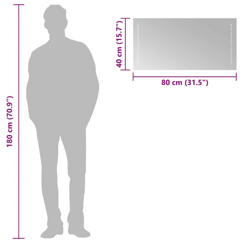Lustro łazienkowe z LED, 80x40 cm