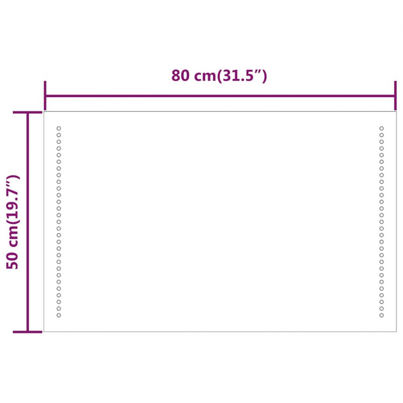 Lustro łazienkowe z LED, 80x50 cm
