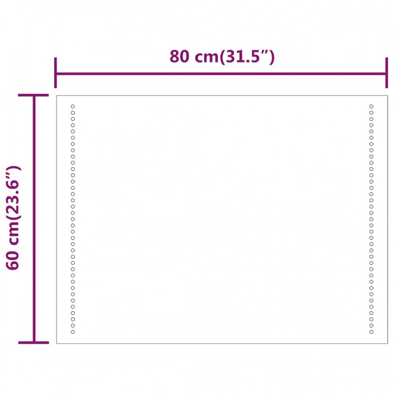 Lustro łazienkowe z LED, 80x60 cm