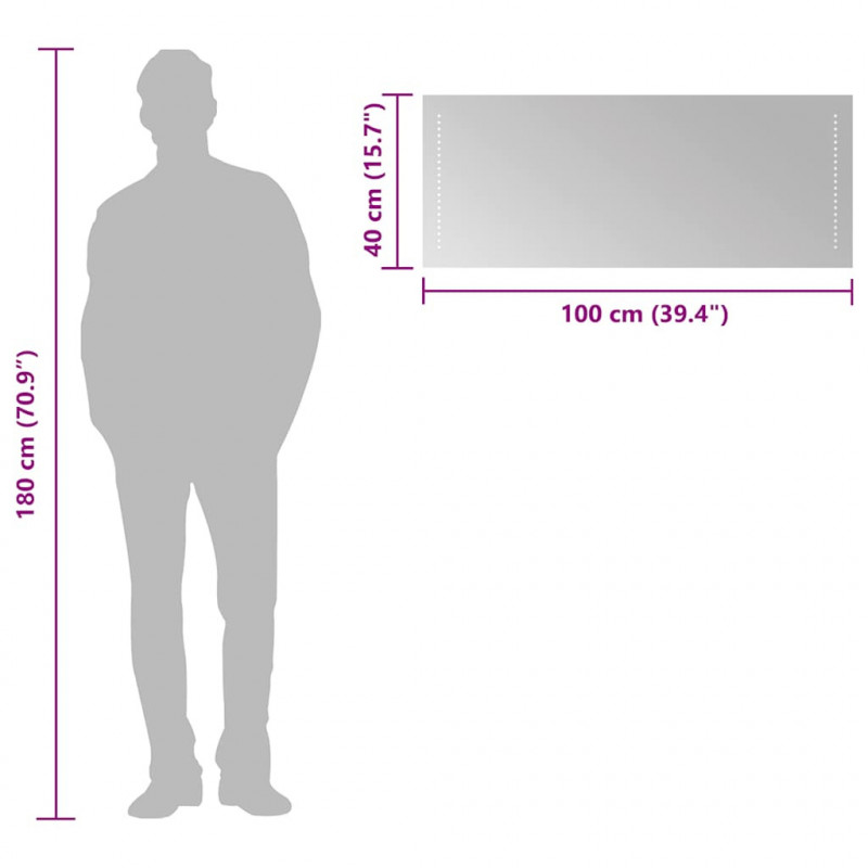 Lustro łazienkowe z LED, 100x40 cm
