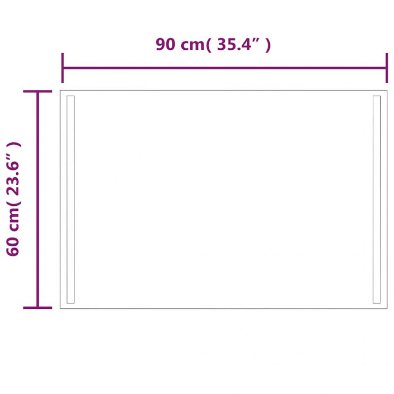 Lustro łazienkowe z LED, 90x60 cm